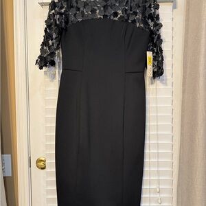 Eliza J Black Dress with Floral Overlay